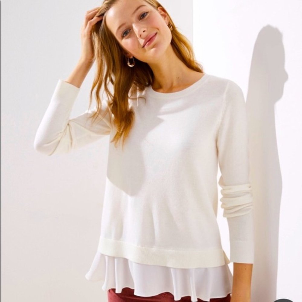 Loft Flounce Mixed Media Sweater